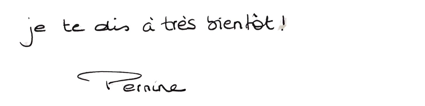 Signature Substack Je te dis à très bientôt, Perrine